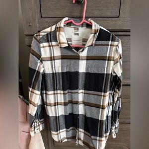 Thread & Supply Plaid Shirt in Black, White, and Brown